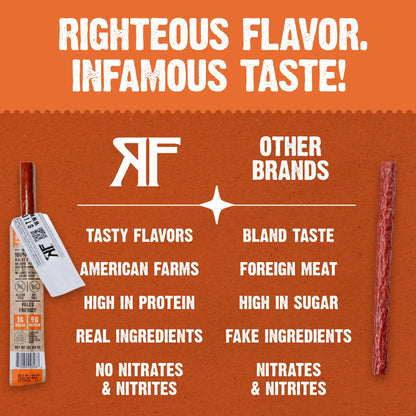 Righteous Felon Meat Sticks | 100% Beef Sticks | Gluten Free & Keto Meat Sticks | Low Sugar & High Protein Beef Sticks | Healthy Snack for Adults | Jerky Gifts for Men | Fiery Habanero, 10 Pack