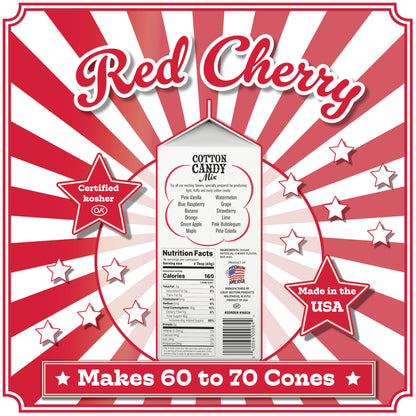 Premium America Red Cherry Cotton Candy Floss Sugar Carnival-Style Fluffy Fun, Pre-Mixed & Ready to Use for Parties, Events & Festivals 3.25 lb Cartons Case of 3