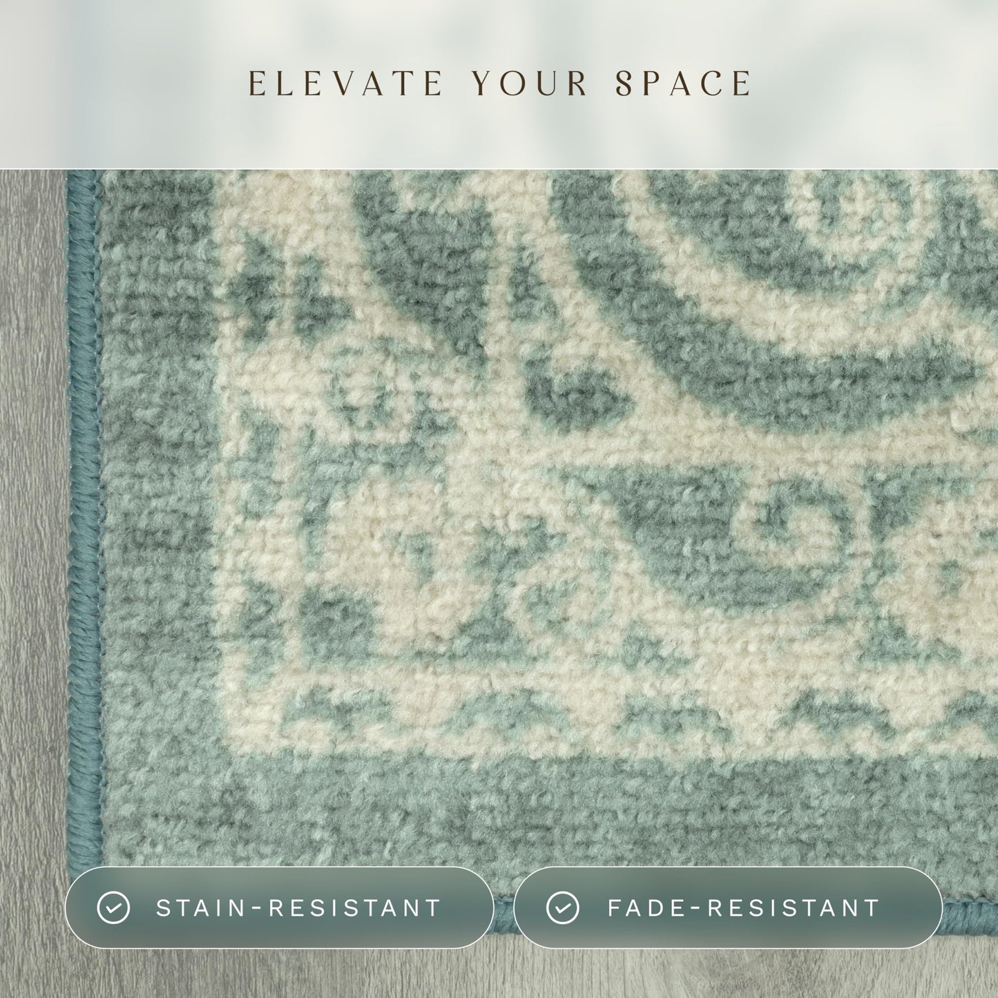 Maples Rugs Pelham Transitional Area Rugs - Made in USA - Washable, Non Slip, Indoor Carpet for Entryway, Foyer, Kitchen, and Bathroom, 1'8 x 2'10, Light Spa