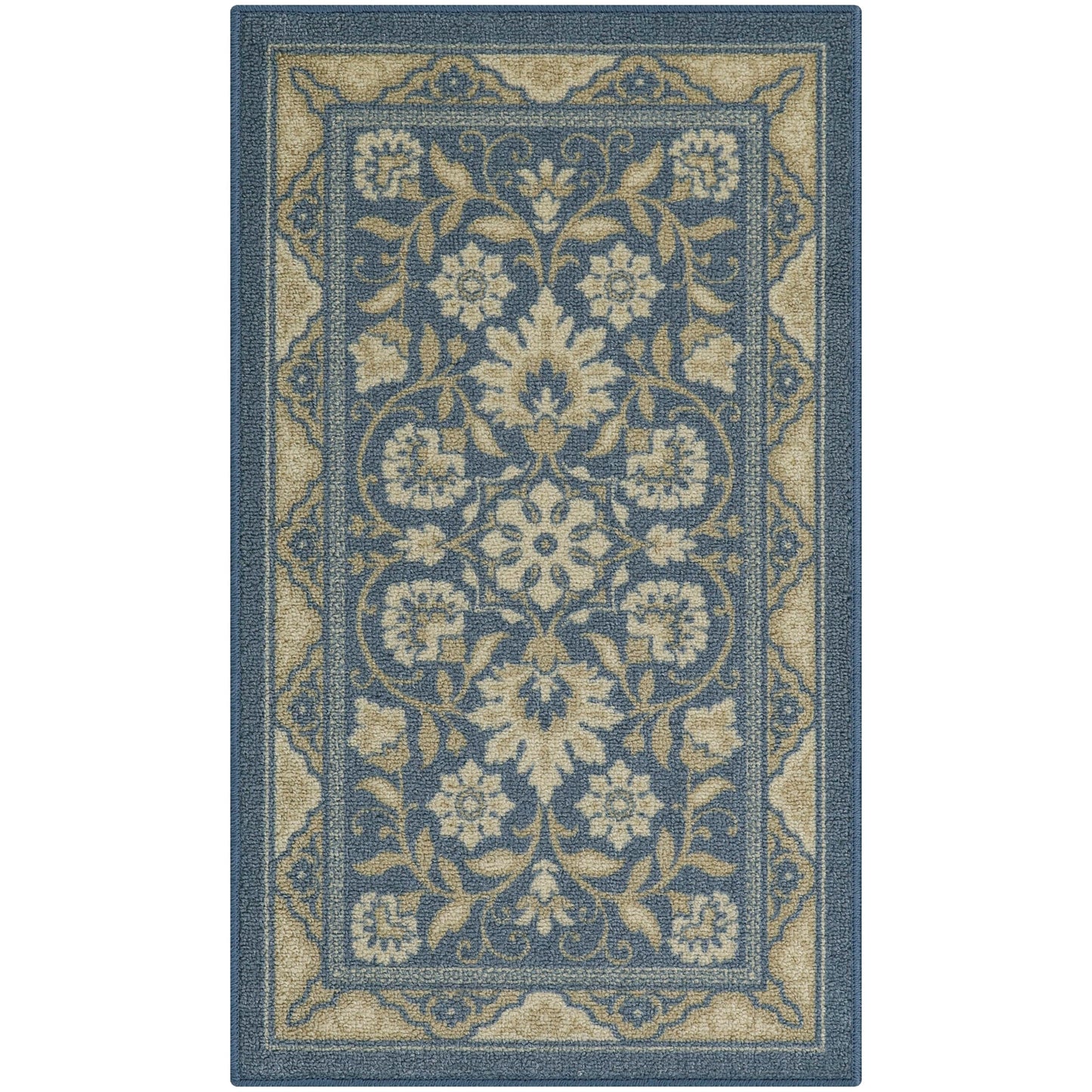 Maples Rugs Florence Kitchen Rugs Non Skid Washable Accent Area Carpet [Made in USA], 1'8 x 2'10, Blue