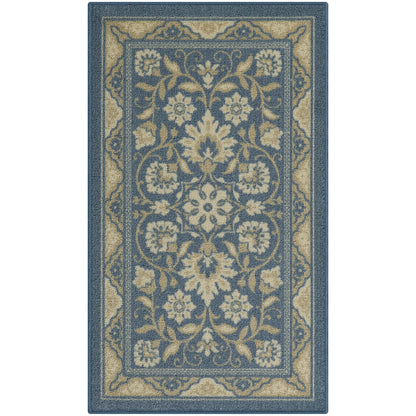 Maples Rugs Florence Kitchen Rugs Non Skid Washable Accent Area Carpet [Made in USA], 1'8 x 2'10, Blue