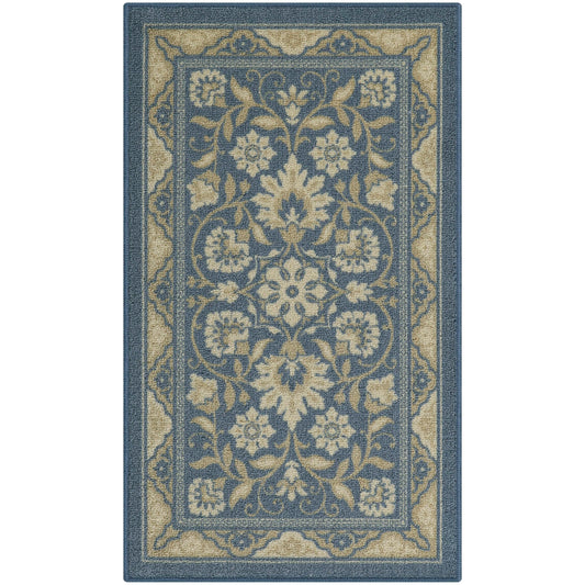 Maples Rugs Florence Kitchen Rugs Non Skid Washable Accent Area Carpet [Made in USA], 1'8 x 2'10, Blue