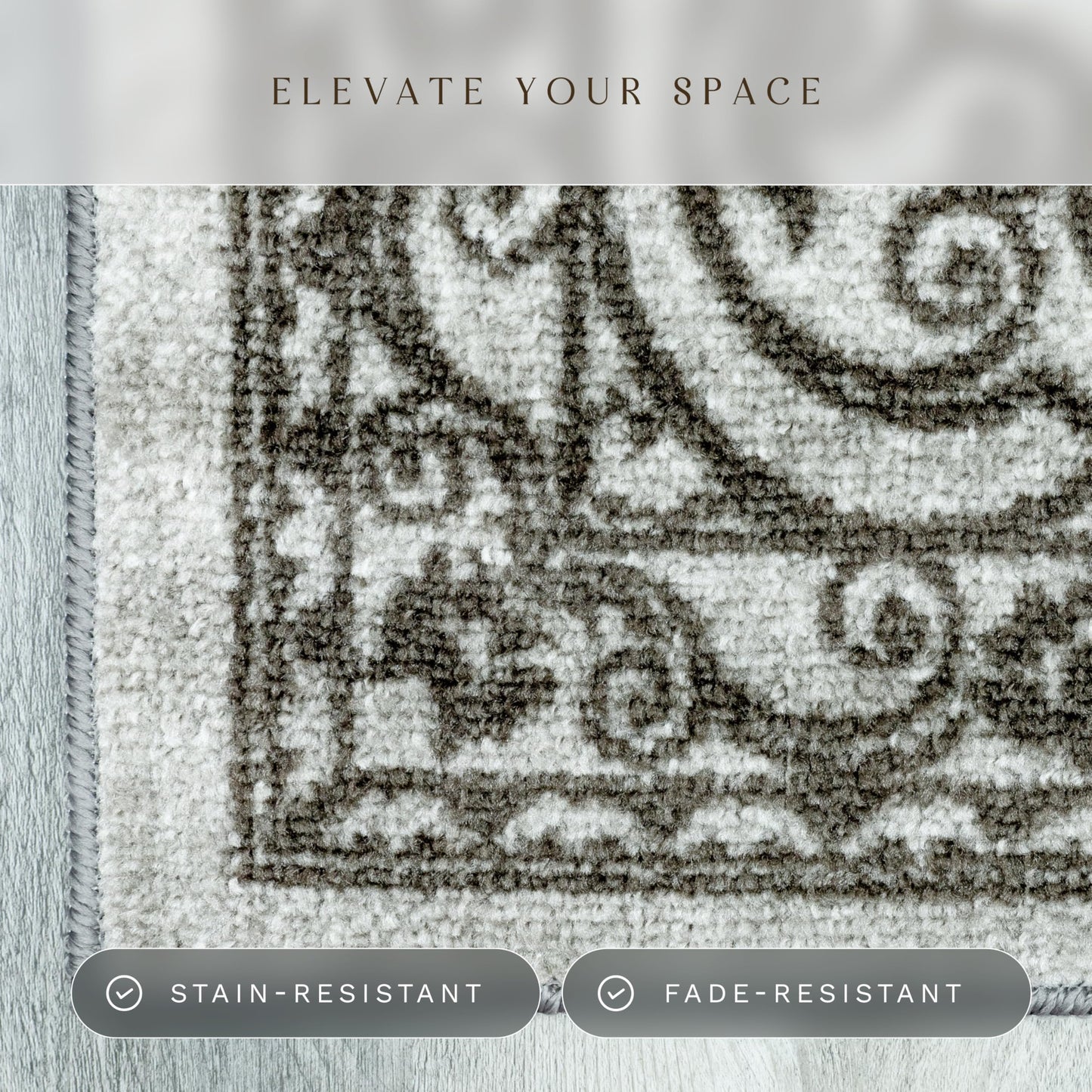 Maples Rugs Pelham Transitional Area Rugs - Made in USA - Washable, Non Slip, Indoor Carpet for Entryway, Foyer, Kitchen, and Bathroom, 1'8 x 2'10, Grey Tonal