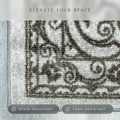 Maples Rugs Pelham Transitional Area Rugs - Made in USA - Washable, Non Slip, Indoor Carpet for Entryway, Foyer, Kitchen, and Bathroom, 1'8 x 2'10, Grey Tonal