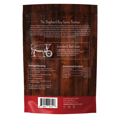 Shepherd Boy Farms Freeze Dried Dog and Cat Treats, Beef Liver, All Natural Single Ingredient Freeze-Dried Dog Treat & Snacks, Made in USA, High Protein, Essential Nutrition of Raw Food, 8oz