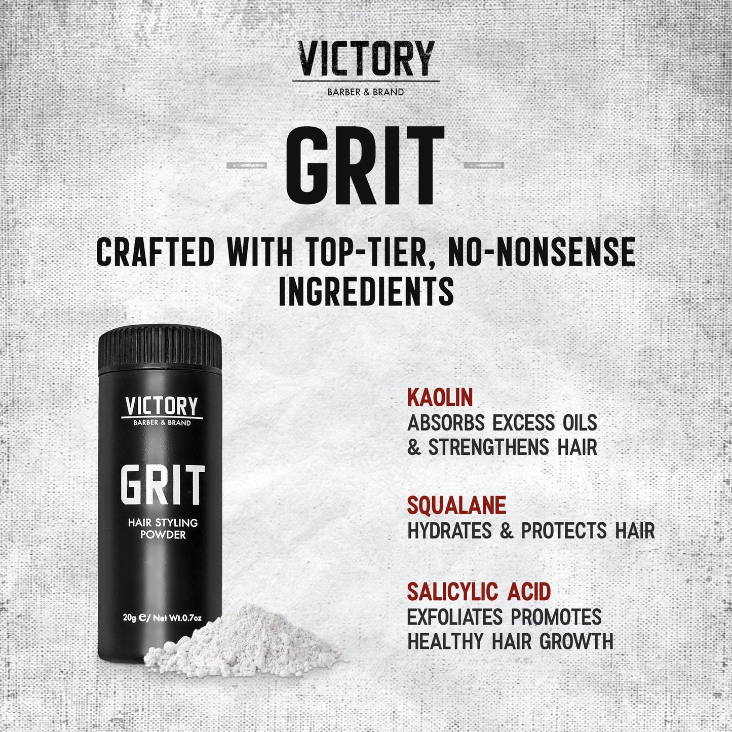 Victory Barber & Brand Grit Styling Powder for Men Men’s Hair Products Made in the USA | Composite Clay Styling Powder | 0.35 oz