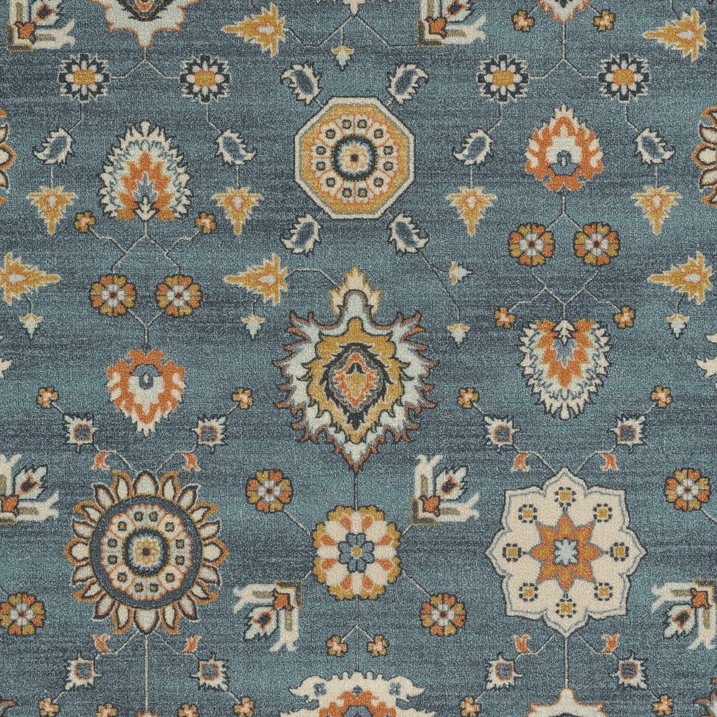 Maples Rugs Fleur Contemporary Motif Kitchen Rugs Non Skid Accent Area Carpet [Made in USA], Blue/Multi, 1'8" x 2'10"