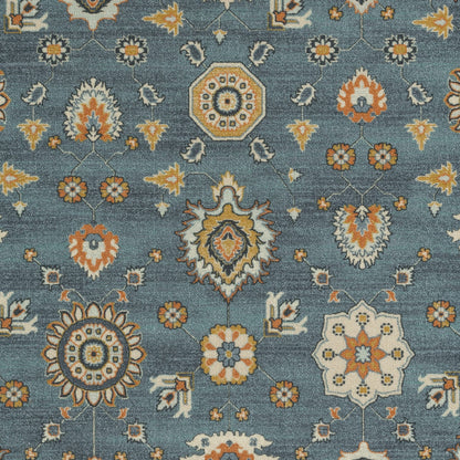 Maples Rugs Fleur Contemporary Motif Kitchen Rugs Non Skid Accent Area Carpet [Made in USA], Blue/Multi, 1'8" x 2'10"