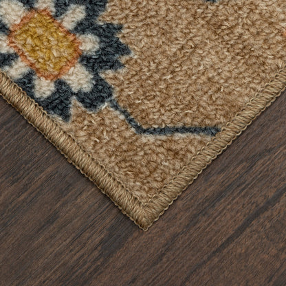 Maples Rugs Fleur Contemporary Motif Kitchen Rugs Non Skid Accent Area Carpet [Made in USA], Neutral/Multi, 1'8" x 2'10"
