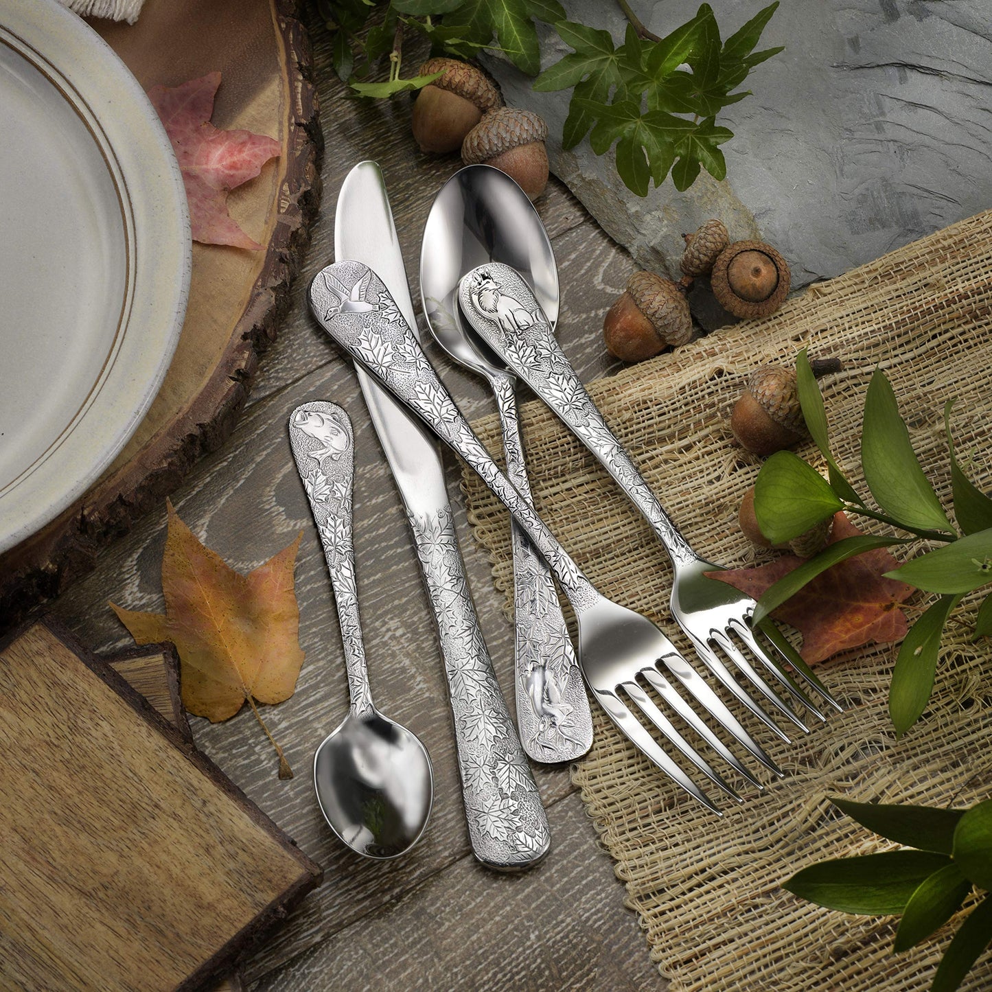 Liberty Tabletop American Outdoors 65 Piece Flatware set Service for Twelve Serving Set Included Made in the USA Silverware