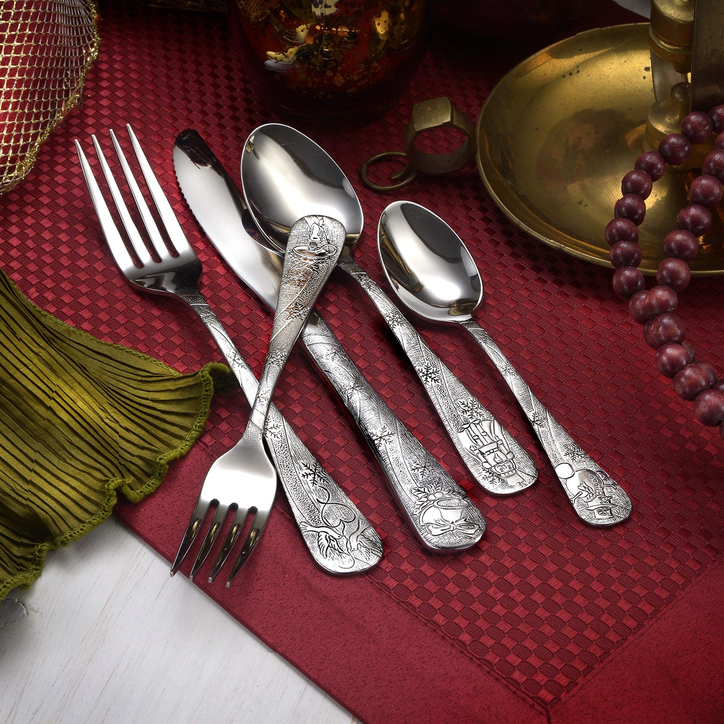 Liberty Tabletop Holidays 65pc Flatware Set Service For 12 Serving Set Included MADE IN USA