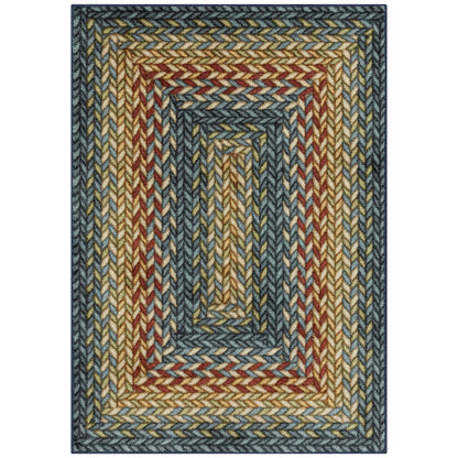 Maples Rugs Marion Bohemian Braid Design Print Area Rug – Made in USA – Washable,Non Slip Indoor Carpet for Entryway,Foyer, Kitchen, and Bathroom, 2'6 x 3'10, Multi-Color