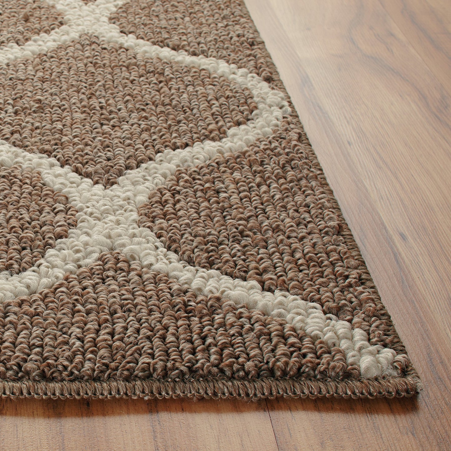 Maples Rugs Rebecca Contemporary Kitchen Rugs Non Skid Accent Area Carpet [Made in USA], 1'8 x 2'10, Café Brown/White