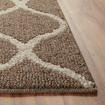 Maples Rugs Rebecca Contemporary Kitchen Rugs Non Skid Accent Area Carpet [Made in USA], 1'8 x 2'10, Café Brown/White