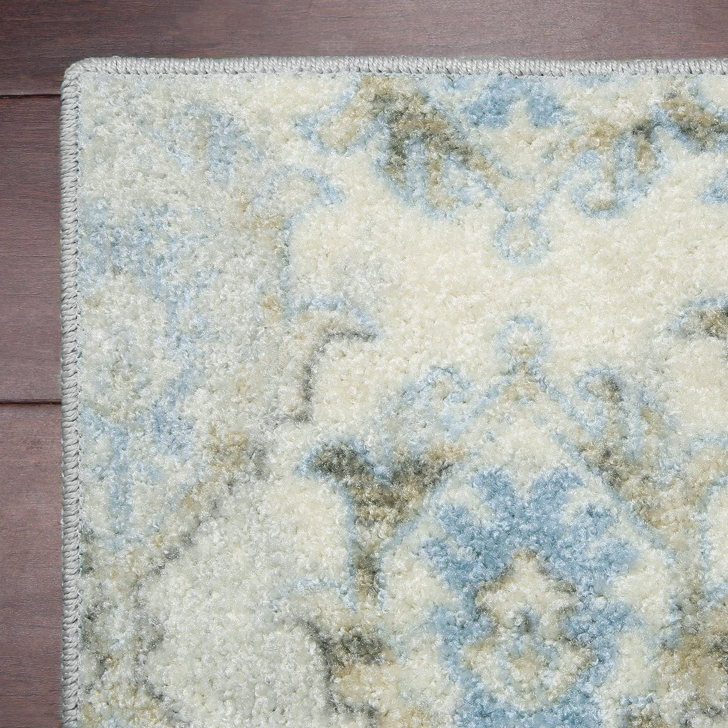 Maples Rugs Vintage Patchwork Distressed 1'8 x 2'10 Non Skid Washable Throw Rugs [Made in USA] for Entryway and Bedroom, Teal