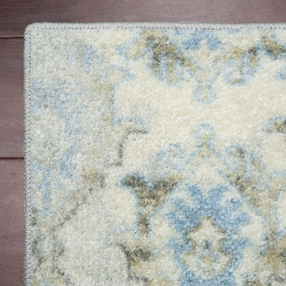 Maples Rugs Vintage Patchwork Distressed 1'8 x 2'10 Non Skid Washable Throw Rugs [Made in USA] for Entryway and Bedroom, Teal