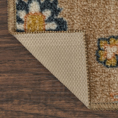 Maples Rugs Fleur Contemporary Motif Kitchen Rugs Non Skid Accent Area Carpet [Made in USA], Neutral/Multi, 1'8" x 2'10"