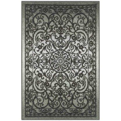 Maples Rugs Pelham Transitional Area Rugs - Made in USA - Washable, Non Slip, Indoor Carpet for Entryway, Foyer, Kitchen, and Bathroom, 1'8 x 2'10, Grey Tonal