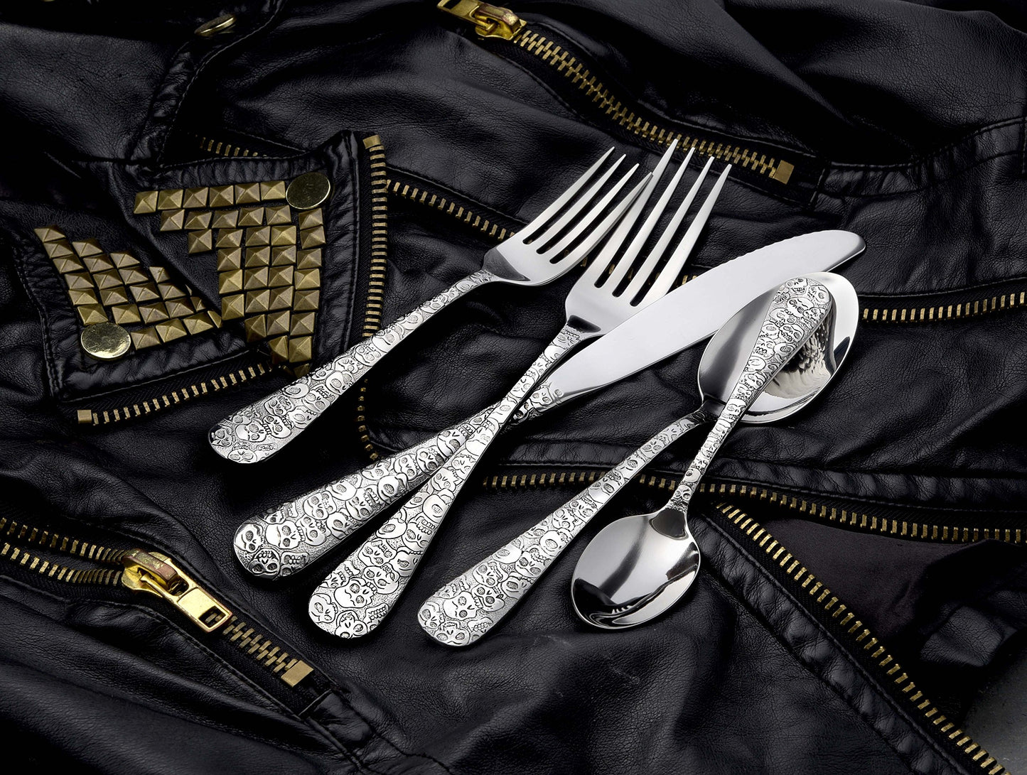 Liberty Tabletop Calavera (Skull) 20 Piece Flatware Set service for 4 18/10 Silverware Made in USA