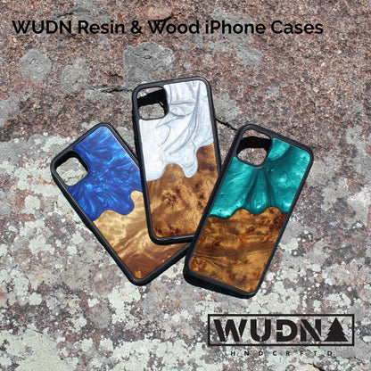 WUDN Slim Resin & Wood Phone Case (Deep Sea Green) Compatible with Apple iPhone Xr