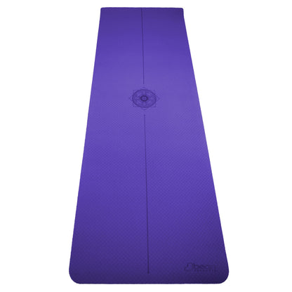 SuperLite TPE Yoga Mat - Laser Symmetry Line with Energy Centering Mandala, Extra Thick Cushioned Comfort and Textured Grip Surface