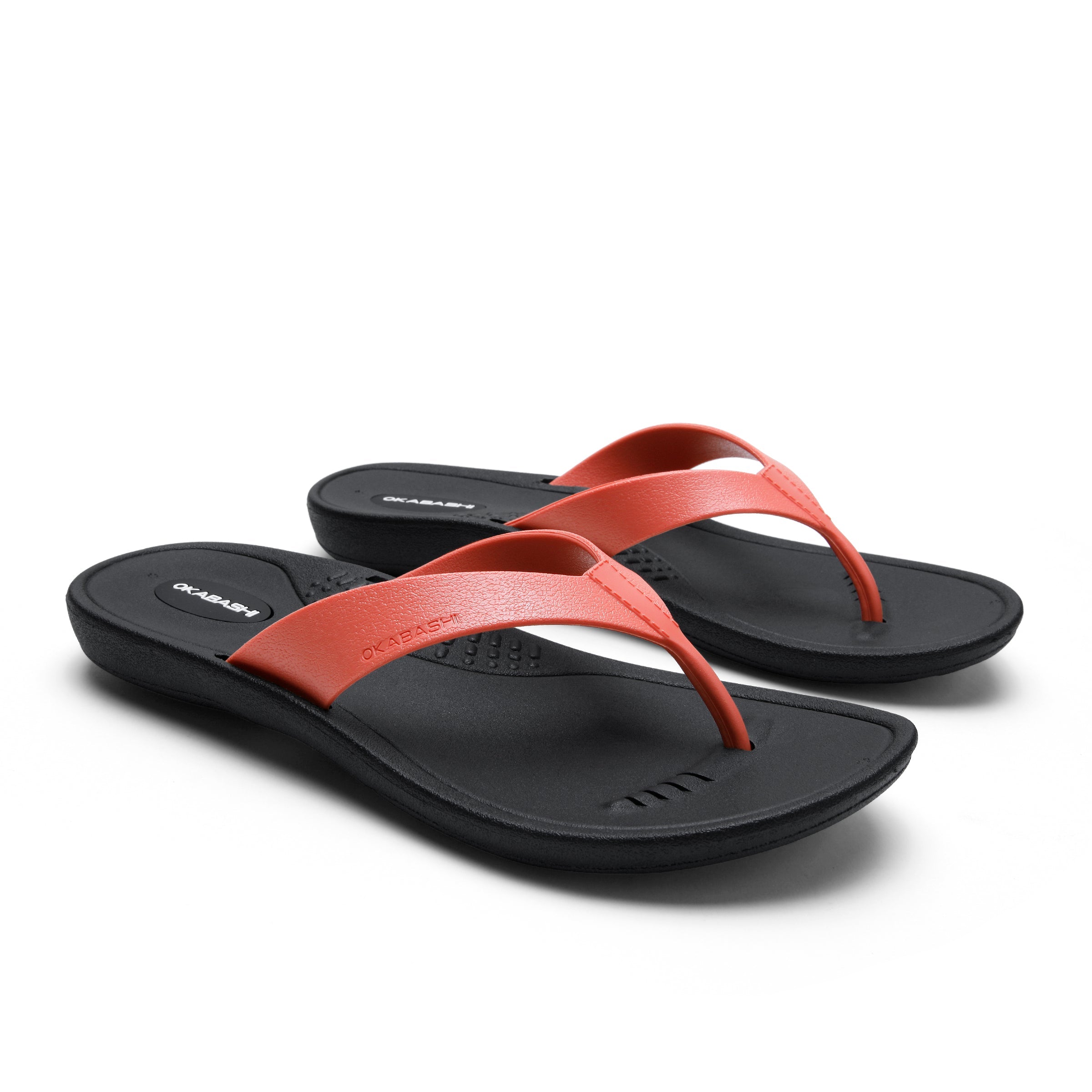 Breeze Women's Flip Flops - Black/Coral - Okabashi