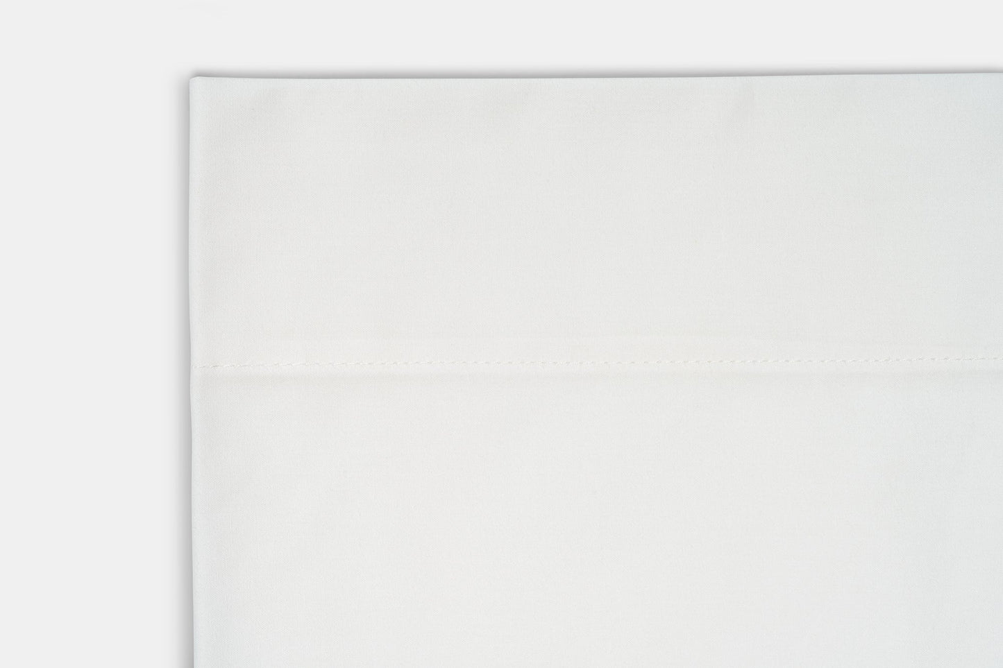 Closeup of Hem Color White Bed Sheet Set Percale Natural Cotton Made in USA