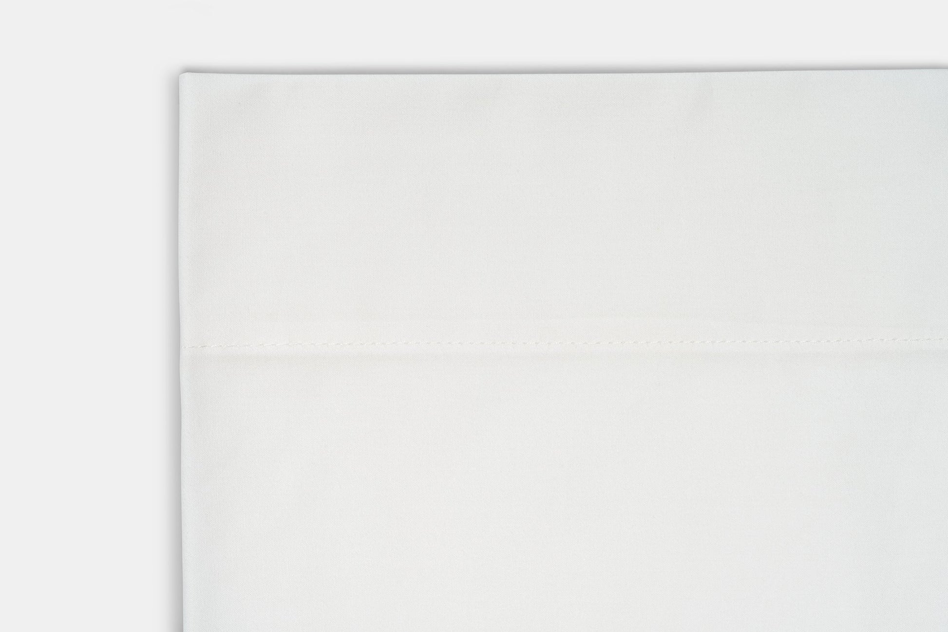Closeup of Hem Color White Bed Sheet Set Percale Natural Cotton Made in USA