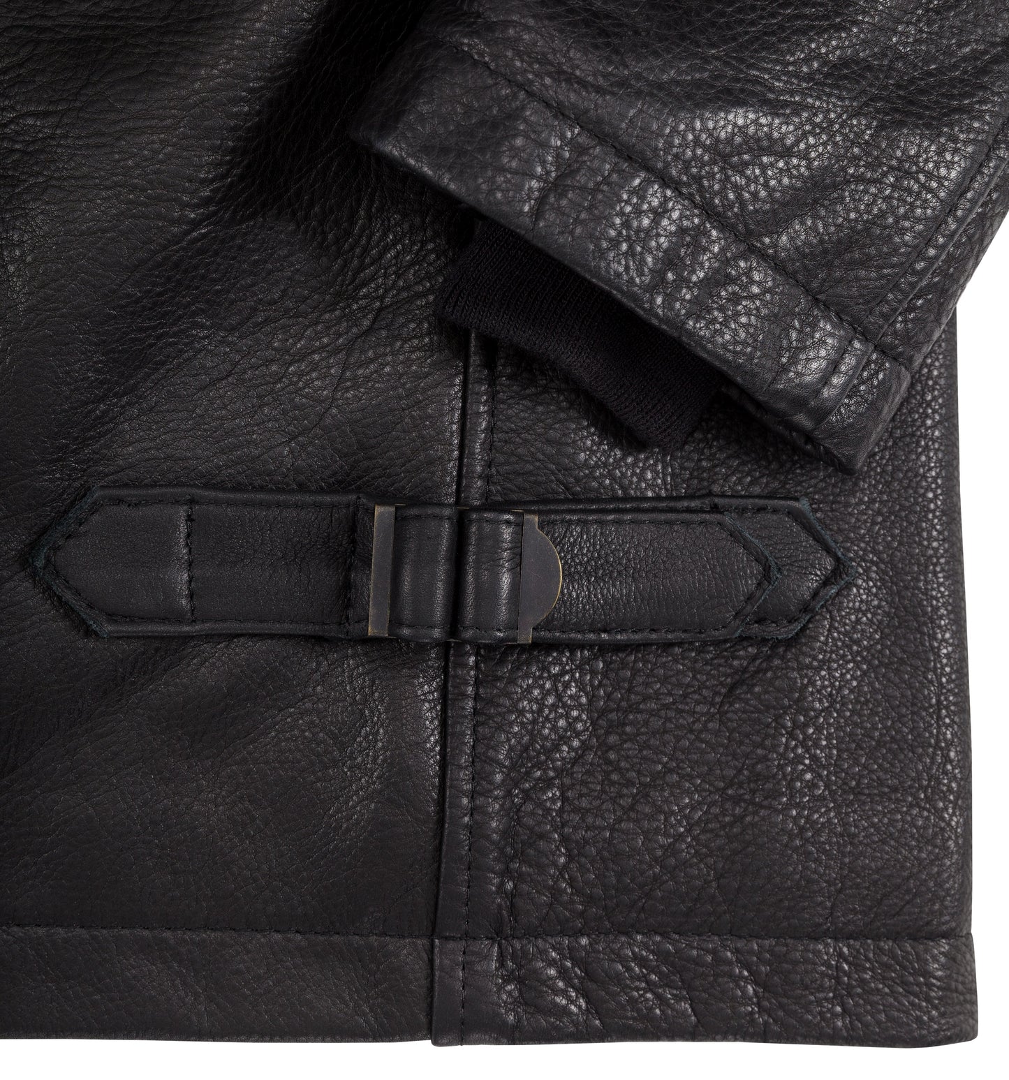 Naval Short Leather Peacoat Z21U025 in Black