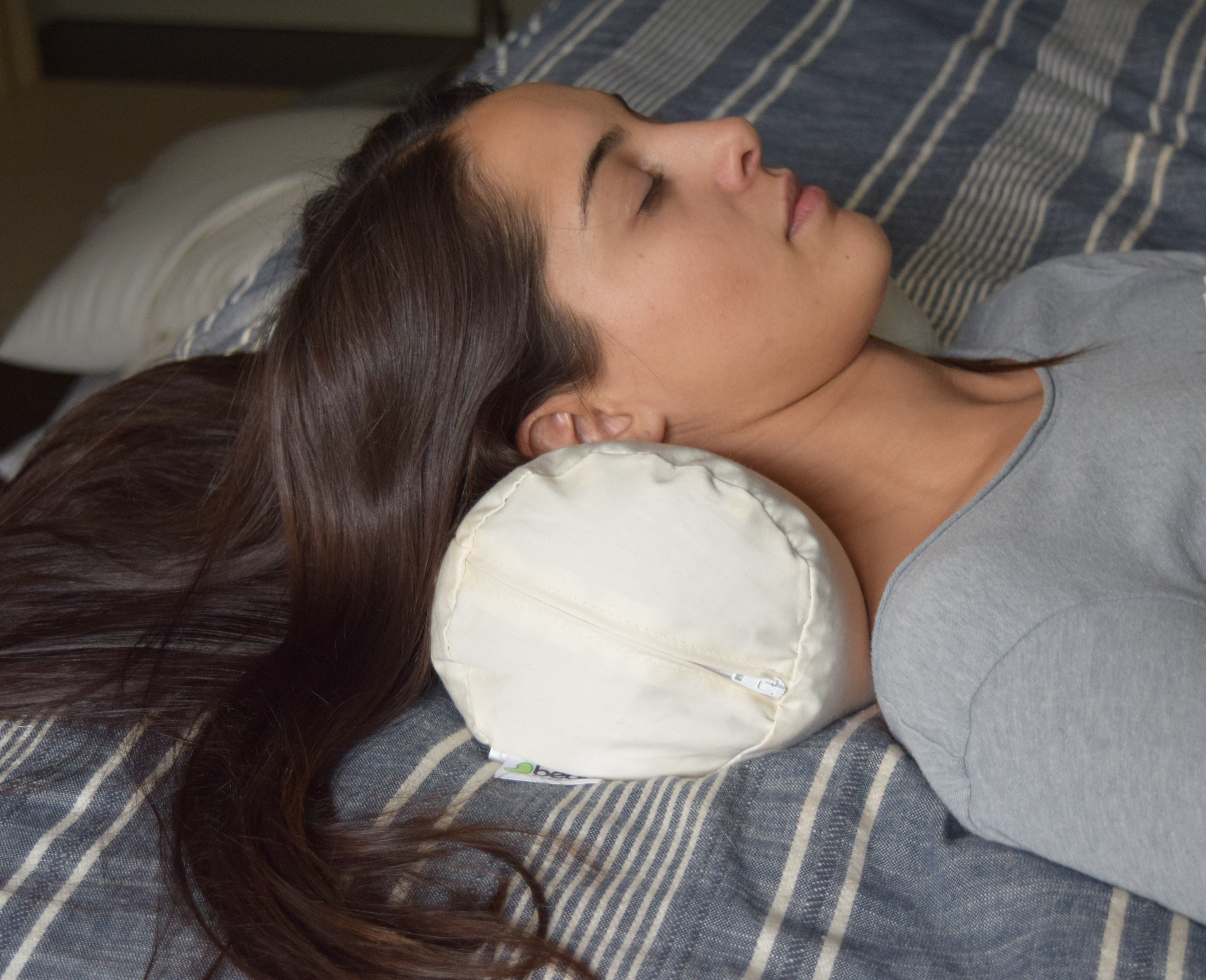 Neck roll pillow buckwheat hull filling for head and cervical support therapeutic positioning organic made in USA