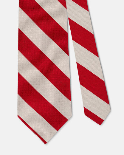 Made-in-USA Red & Silver Guard Stripe Silk Repp Tie