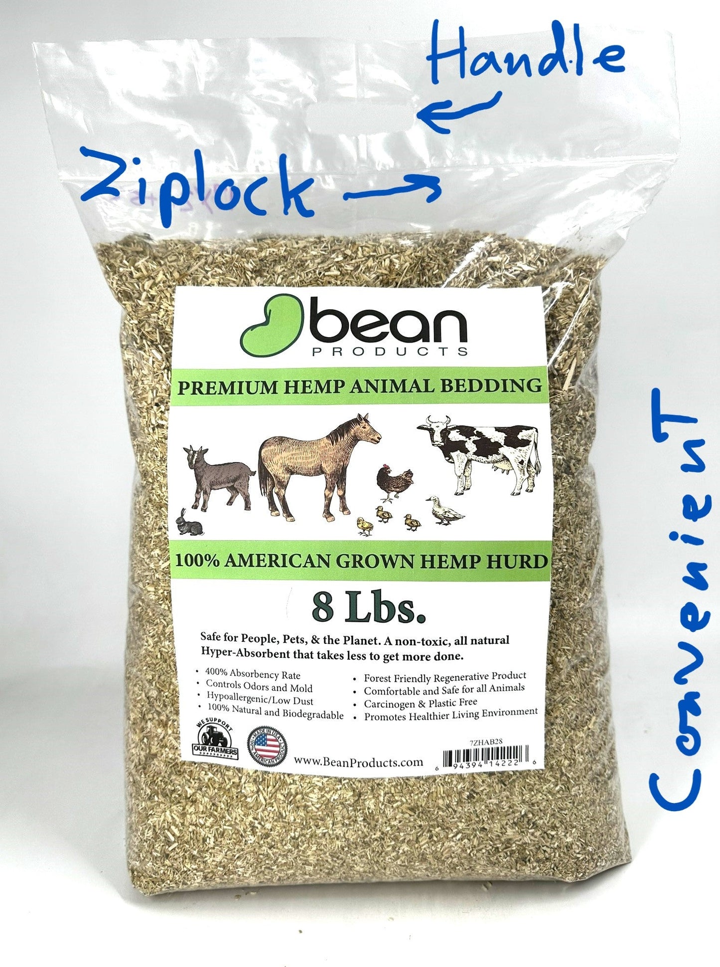 Hemp Hurd Animal Bedding Litter  - Organic USA Grown