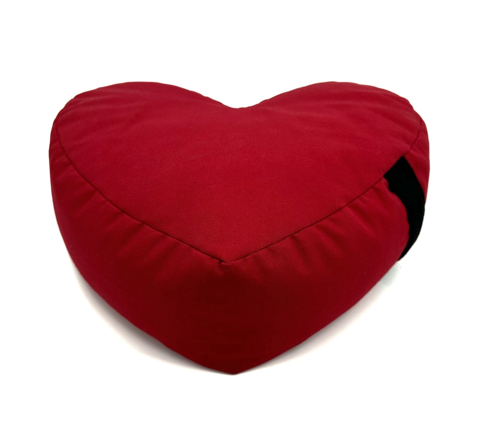 HEART SHAPE ZAFU MEDITATION CUSHION RED COTTON CANVAS BUCKWHEAT HULL FILL