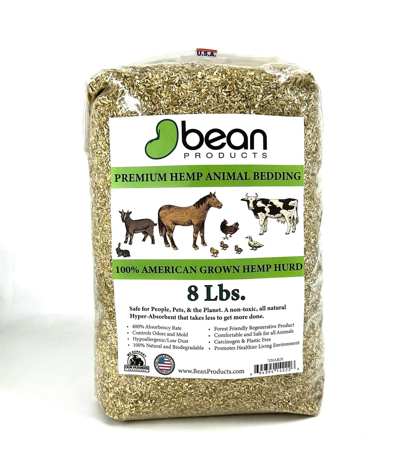 Hemp Hurd Animal Bedding Litter  - Organic USA Grown