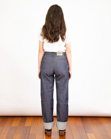Model Photo of Back of Drifter X061 Pure Indigo Jeans