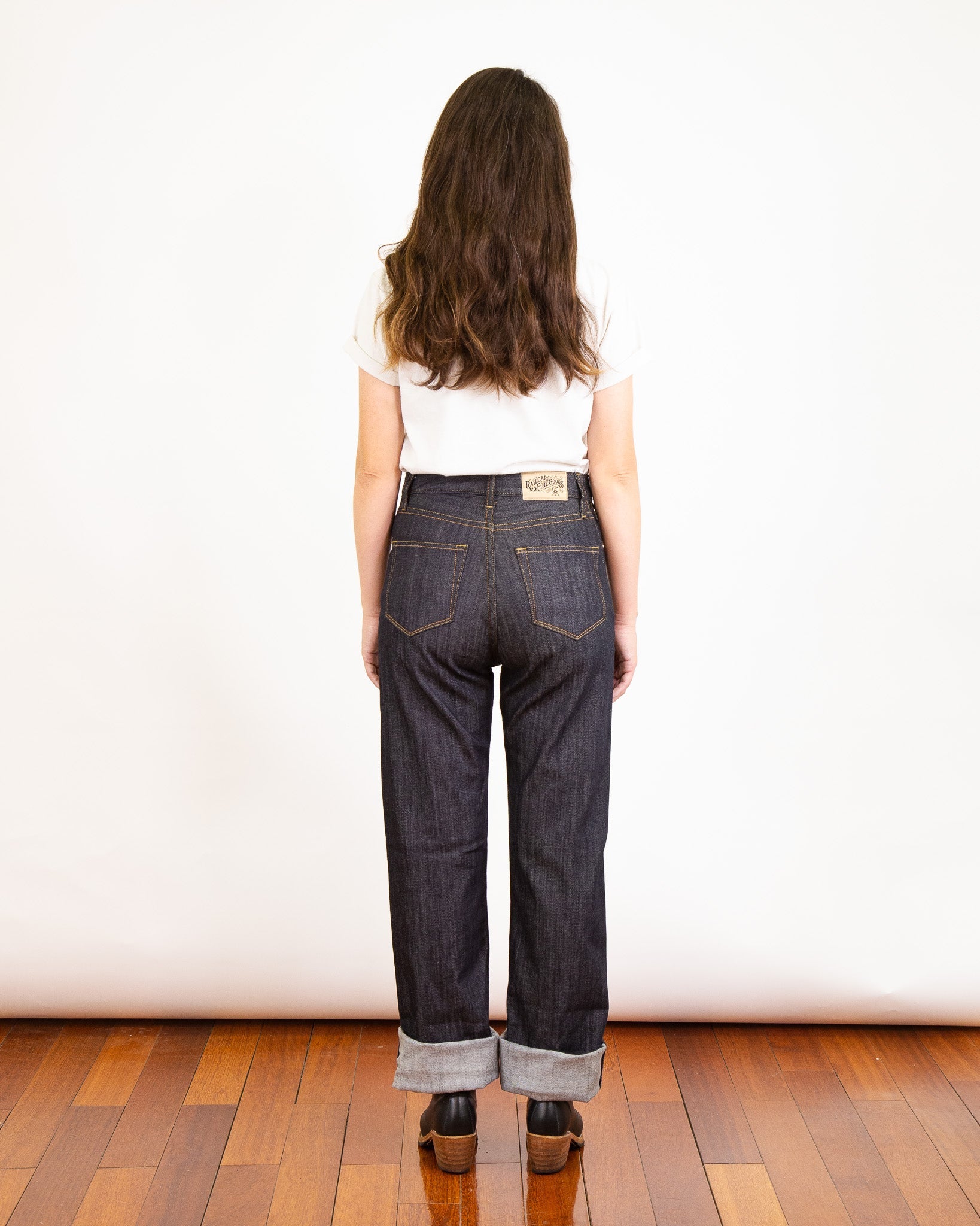 Model Photo of Back of Drifter 031 Indigo Jeans