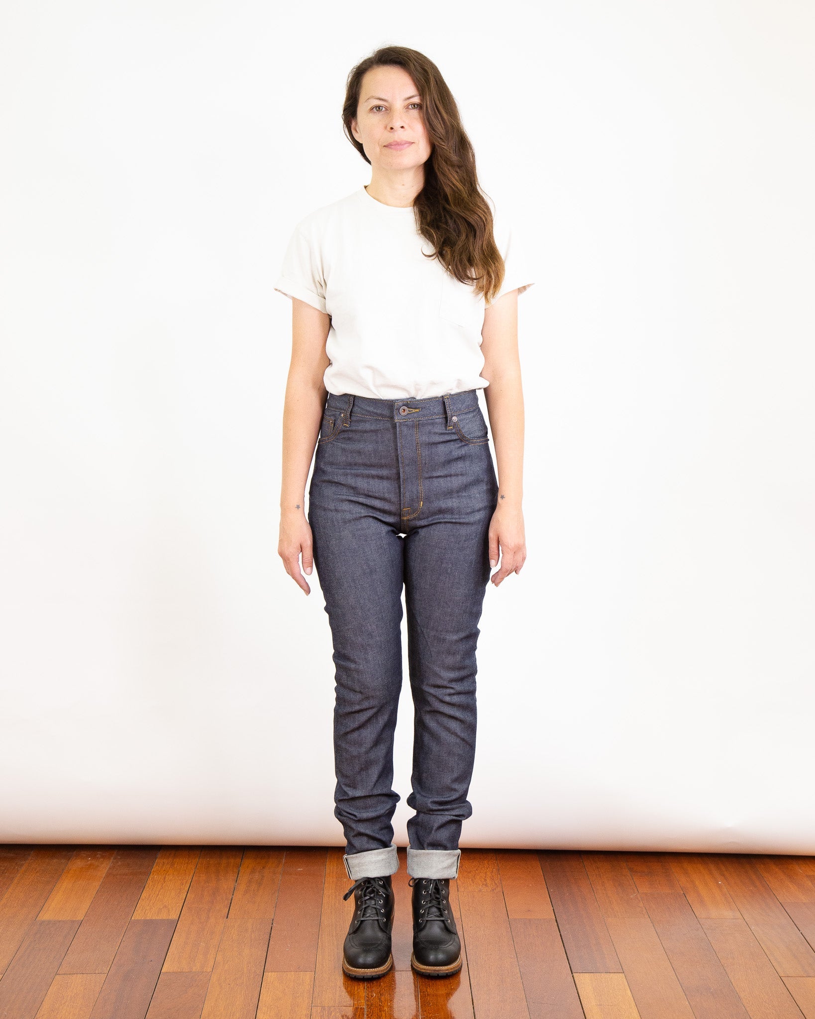 Model Photo of Front of Vixen Pure Indigo X061 4-Way Stretch Jeans