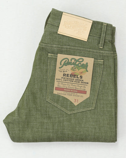 Rebels X079 Modern Straight Leg 13.5 Oz Pistachio Green Selvedge