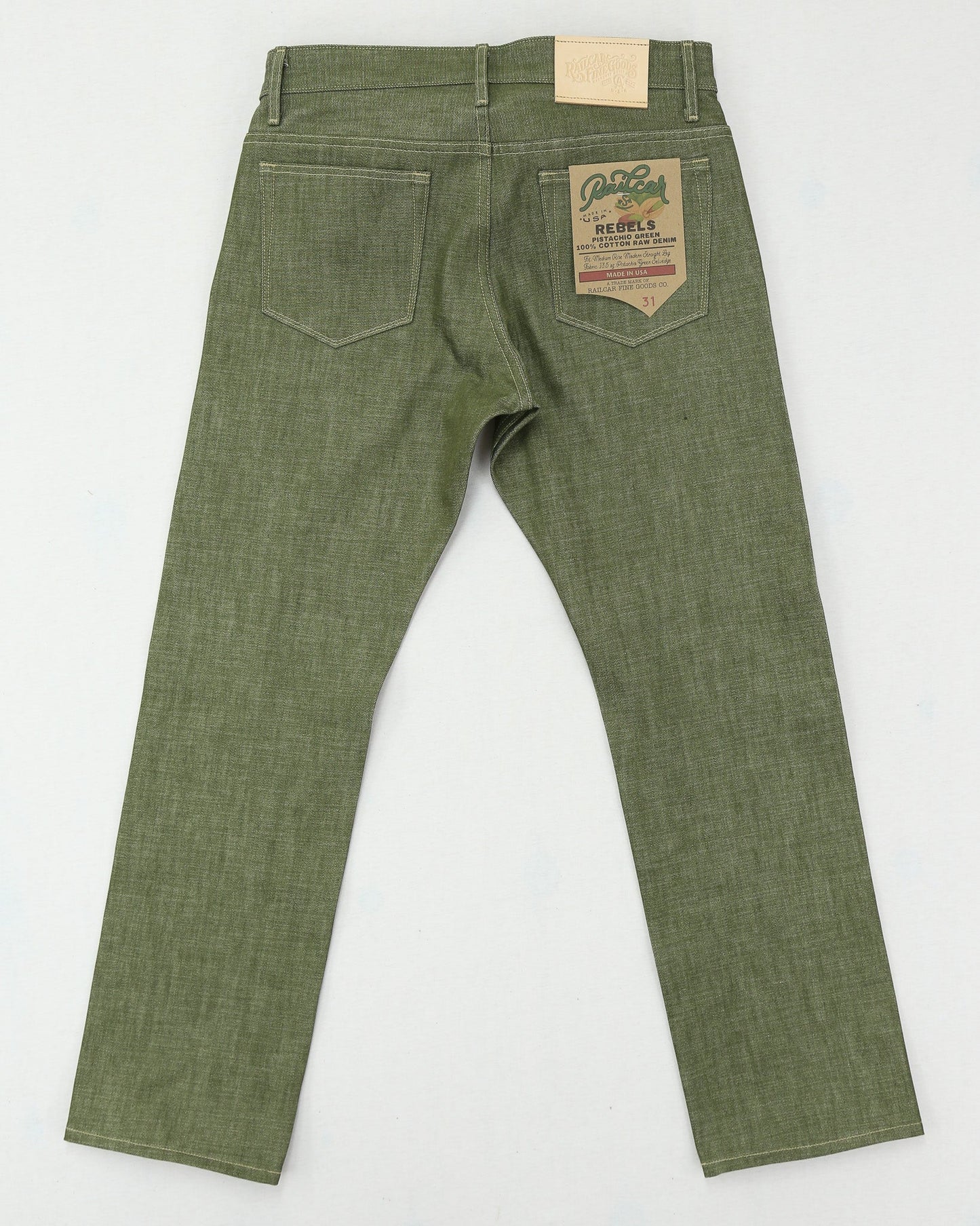 Rebels X079 Modern Straight Leg 13.5 Oz Pistachio Green Selvedge