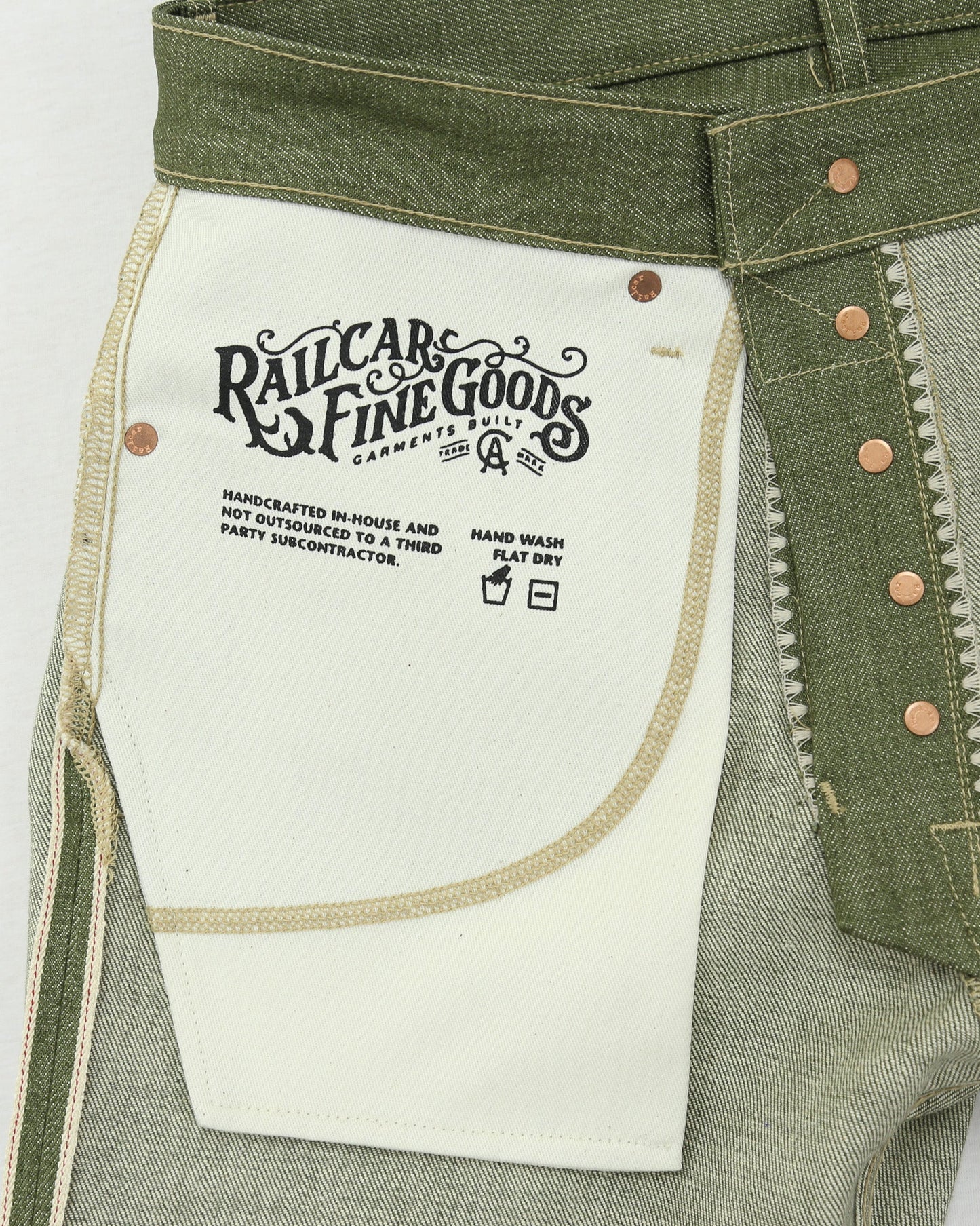 Rebels X079 Modern Straight Leg 13.5 Oz Pistachio Green Selvedge