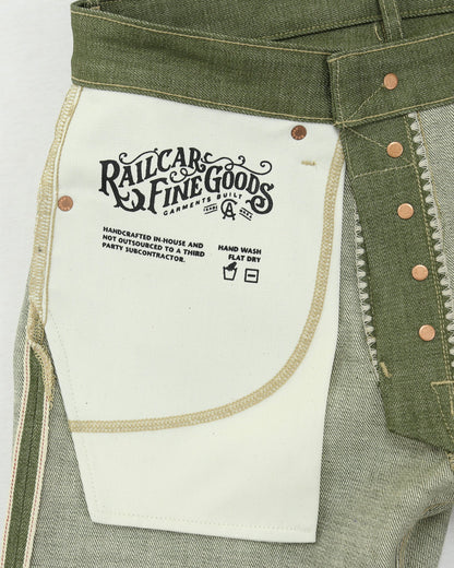 Rebels X079 Modern Straight Leg 13.5 Oz Pistachio Green Selvedge