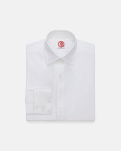 Made-in-USA Thomas Mason White Contrast Collar French Cuff Dress Shirt - Classic Fit