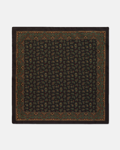 Made-in-USA Navy Pine Silk Pocket Square