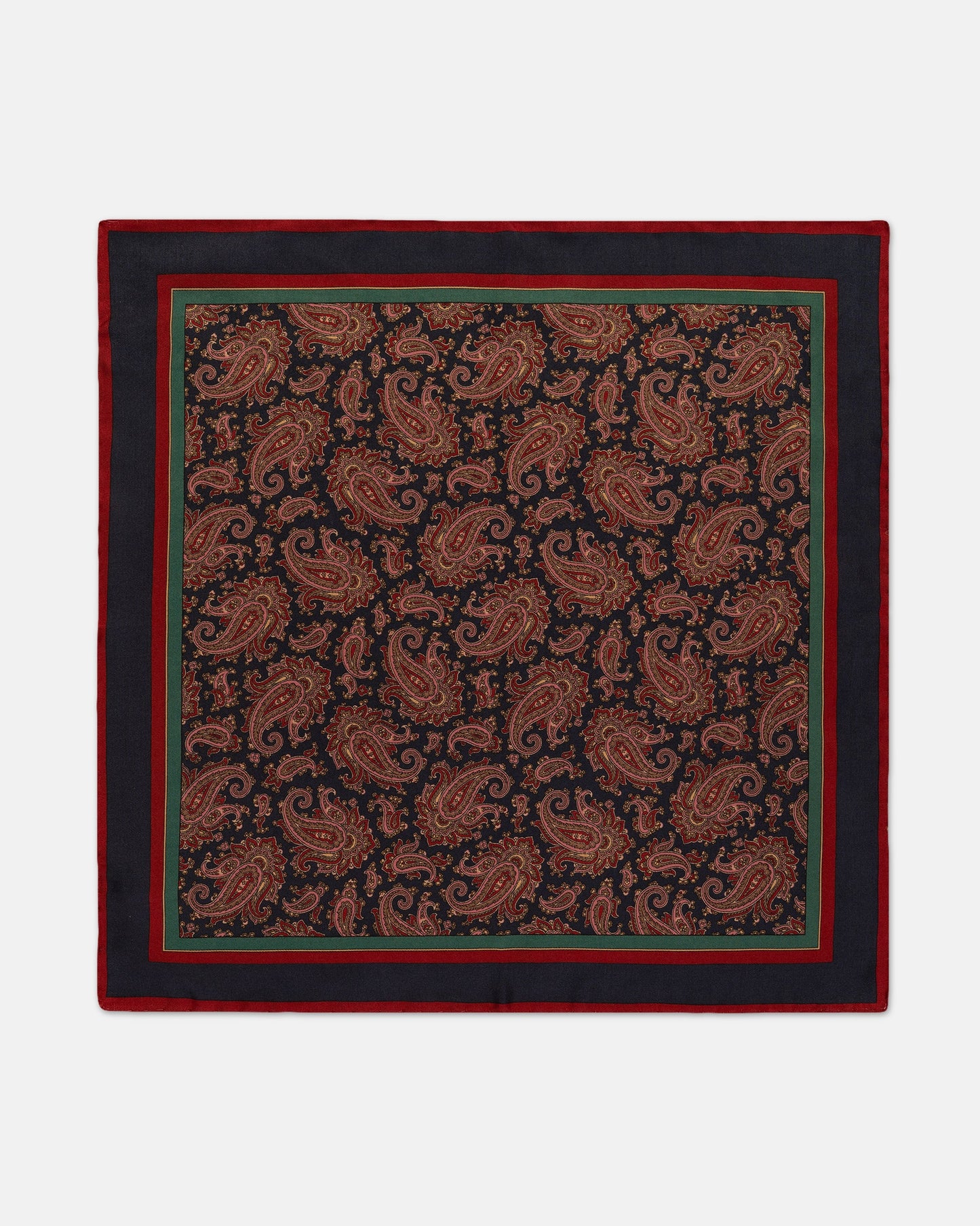 Made-in-USA Navy Paisley Silk Pocket Square