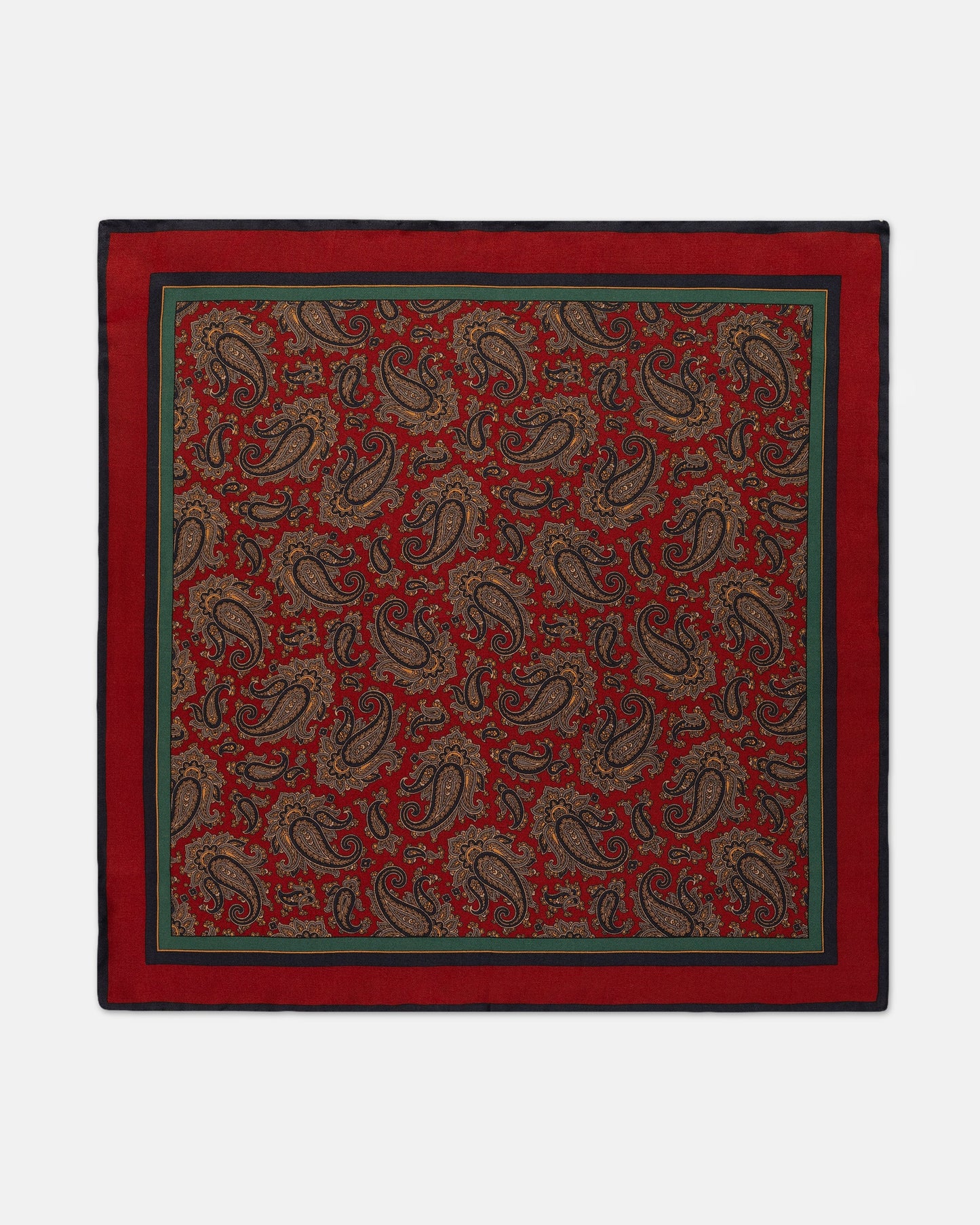 Made-in-USA Burgundy Paisley Silk Pocket Square