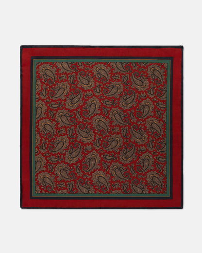 Made-in-USA Burgundy Paisley Silk Pocket Square