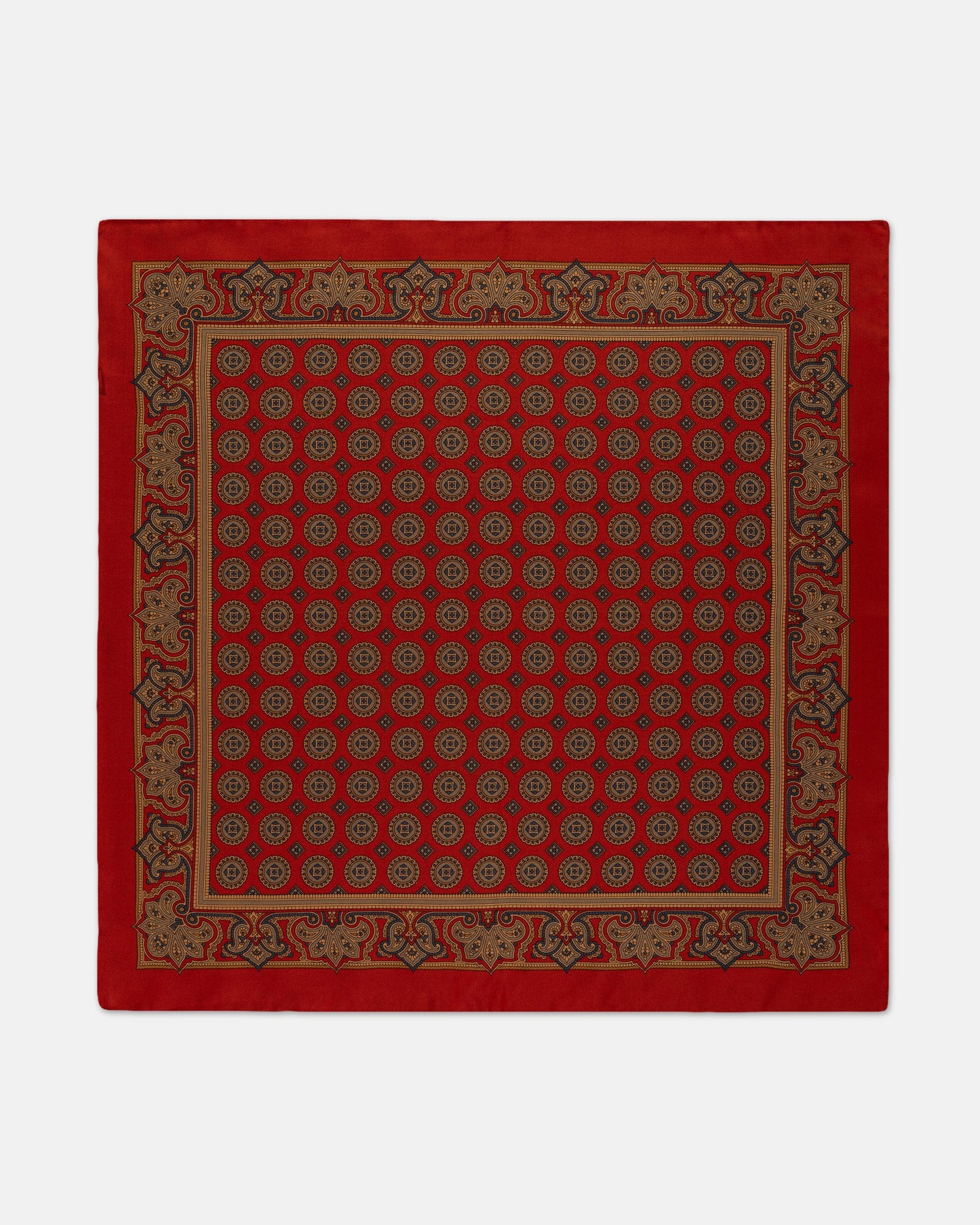 Made-in-USA Red Medallion Silk Pocket Square