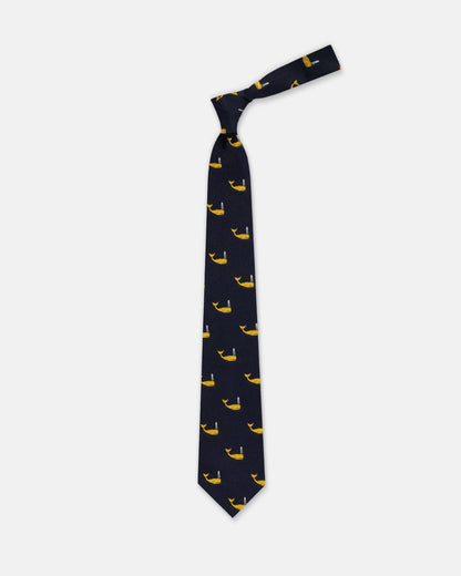 Made-in-USA Navy Whales Club Tie