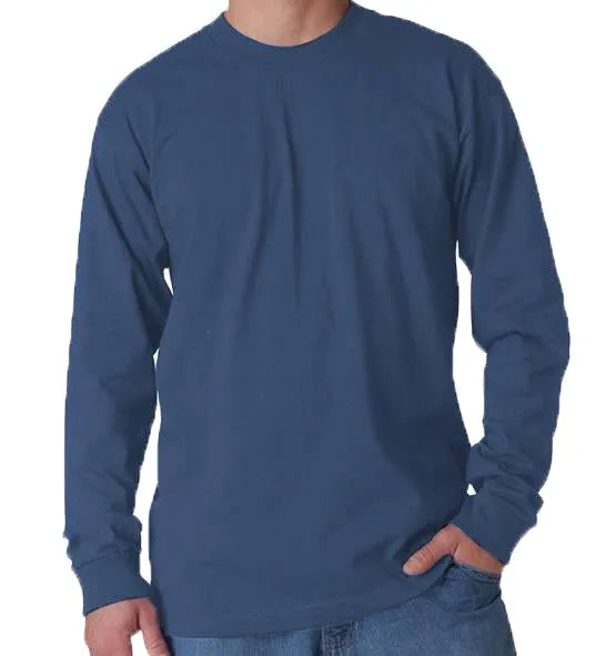 Long Sleeve Heavyweight 100% Cotton T-Shirt - Made in USA Bayside
