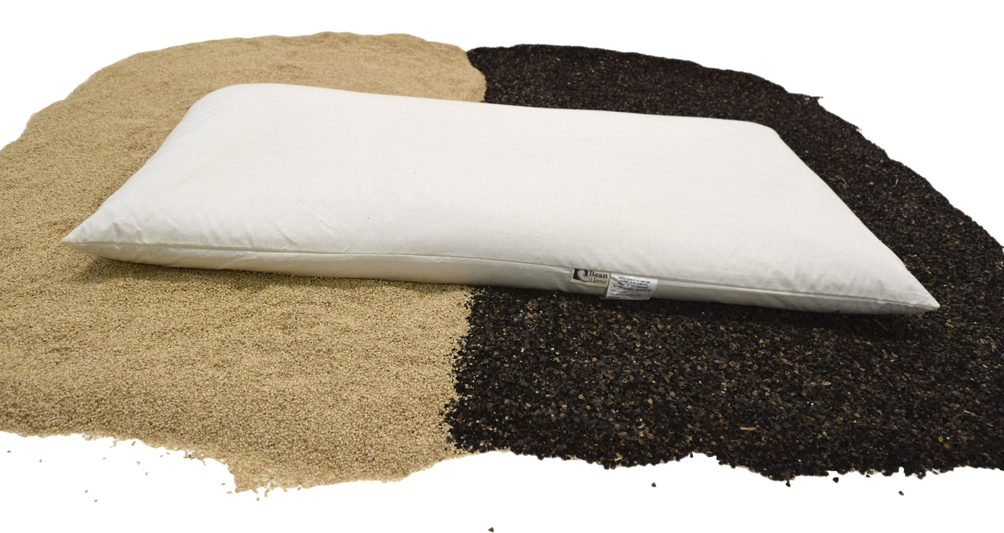 Organic Multi-Grain Sleep Pillow Ideal for Back and Side Sleepers for Therapeutic Head and Neck Support - Buckwheat and Millet Hull Fill